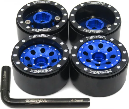 Miniatura 11 de HOBBYSOUL Ruedas ajustables Offset 1.0 Beadlock color negro plateado, ruedas pesadas 1.0 rc de 0.74 oz/llanta para 1/18 Traxxas TRX4M Axial SCX24