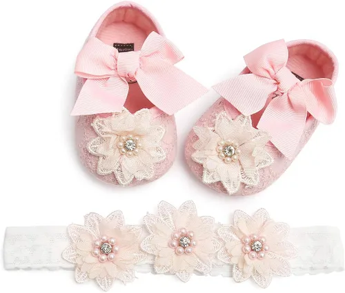 Zapatos planos Mary Jane para bebés y niñas con lazo y flores, vestido de princesa, para boda, zapatos de ballet antideslizantes para niños pequeños