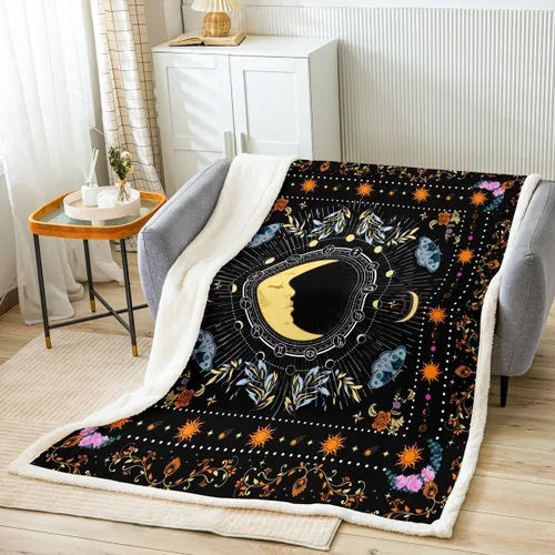 Miniatura 7 de Manfei Manta con diseño de mariposas, estilo bohemio, con mandala, para decoración de habitación de niños, niñas, adolescentes, manta de forro polar