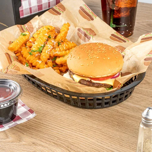 Miniatura 12 de Restaurantware Cestas de comida rápida de 10.5 x 7.3 x 1.5 pulgadas, 10 cestas ovaladas para delicatessen, aptas para microondas, lavavajillas