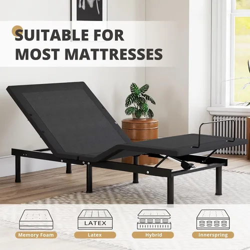 Miniatura 2 de EGOHOME Marco de cama ajustable individual XL con control remoto inalámbrico, base de cama eléctrica ajustable independiente con inclinación