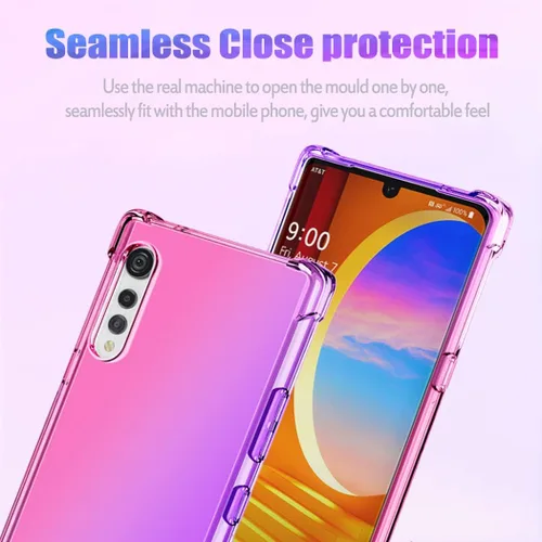 Miniatura 3 de Funda para LG Velvet 5G LM-G900 para niñas y mujeres, funda protectora de TPU suave antiarañazos, a prueba de golpes, para LG Velvet (rosa/morado)