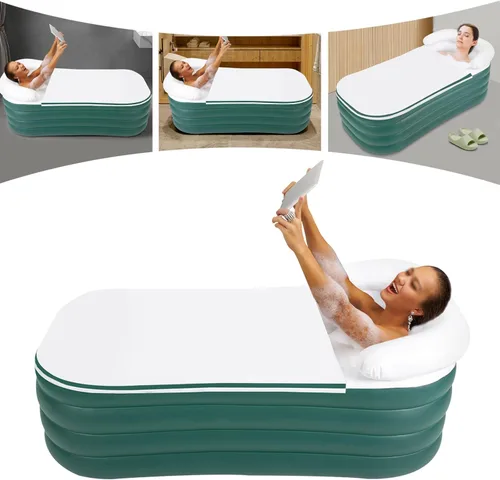 Miniatura 3 de Bañera inflable, bañera inflable plegable de 60 pulgadas para adultos, bañera portátil inflable con bomba de aire eléctrica para remojar la bañera