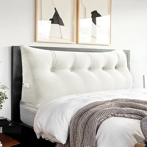 Miniatura 22 de Almohada de cabecero triangular - Almohada grande para cama de 3 en 1 como almohada de lectura en cuña, almohada grande para sofá o cama de día