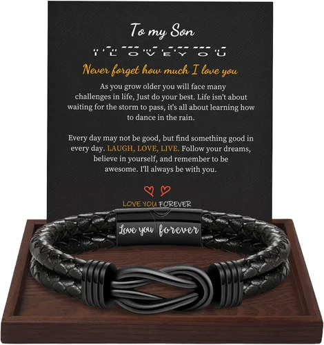 Miniatura 26 de BTYSUN Regalos para hombres, regalos del día de San Valentín para él, novio, marido, adolescentes, pulseras de cuero para hombres, regalos de amor