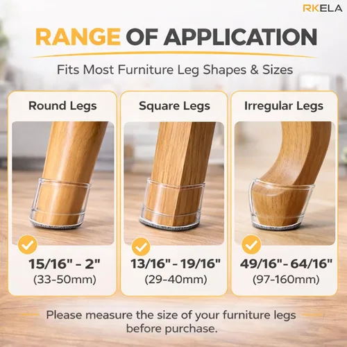 Miniatura 2 de Paquete de 48 protectores de suelo para patas de silla, protectores de pies de silla para suelos de madera dura, fundas de silicona para patas