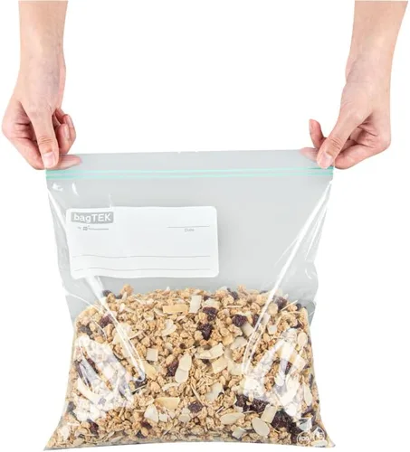 Miniatura 8 de Restaurantware Bag Tek - Bolsas de almacenamiento con cremallera de 1 galón, 25 bolsas desechables con cremallera, bolsas de plástico transparente a