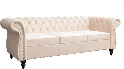 Miniatura 6 de ORRD - Sofá Chesterfield de Terciopelo, Sofá Moderno de Terciopelo con 3 Asientos con Brazos Enrollados y Clavos para Sala de Estar, Dormitorio