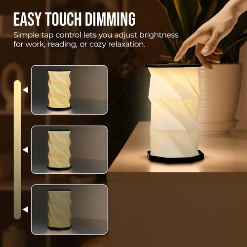 Miniatura 3 de Origami - Lámpara de escritorio LED plegable expandible – USB recargable y portátil – Luz de control táctil regulable con altura ajustable de hasta