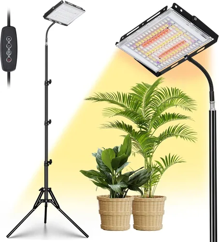 Miniatura 9 de LBW Luces de cultivo de pie para plantas de interior, 96 luces LED de cultivo de plantas de espectro completo, lámpara de cultivo de piso mejorada