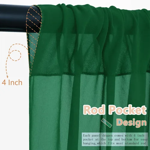 Miniatura 5 de Cortinas de techo verdes para cortinas de boda para techo, tela drapeada, 2 paneles de 5 x 20 pies, cortinas de tela para cortinas de arco de boda