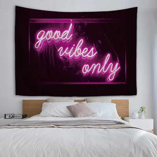 HuxtleEssentials Tapiz decorativo de pared, solo palabras con luz de neón para dormitorio, sala de estar, exterior, 50 x 60 pulgadas Rosa