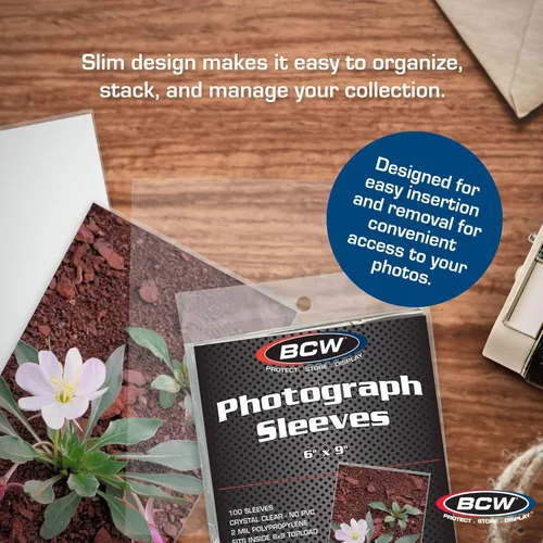 Miniatura 5 de BCW Fundas para fotos de 6 x 9 – 100 unidades Sin ácidos, sin PVC Polipropileno transparente Almacenamiento de archivo para fotos y postales