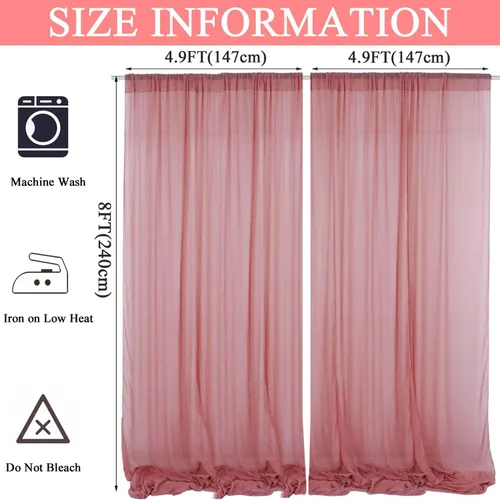 Miniatura 4 de Cortinas de gasa transparentes de 10 x 8 pies, 2 paneles de tul para fotografía, cortinas de arco de boda, cortinas de tela de gasa para boda