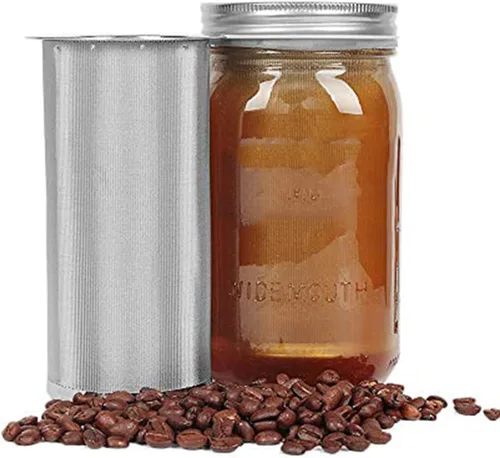 Miniatura 4 de Filtro de café frío para tarro de masón, filtro de filtro de infusión de té de acero inoxidable, filtro cilíndrico de malla de boca ancha