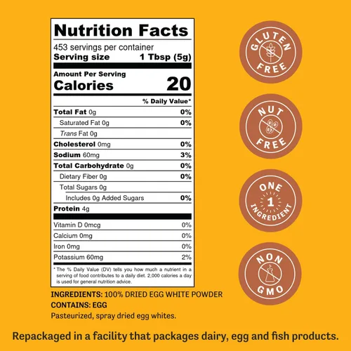 Miniatura 4 de Judee's Gluten Free Proteína en polvo de clara de huevo seca, pasteurizada, certificado USDA, sin OMG, sin gluten, sin nueces, proteína de huevo