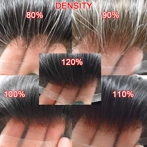 Miniatura 6 de N.L.W. Peluquín de cabello humano para hombres, base de piel fina de 0.04mm PU, tamaño base 25 x 20 cm, nudos en V, prótesis capilar, sistema