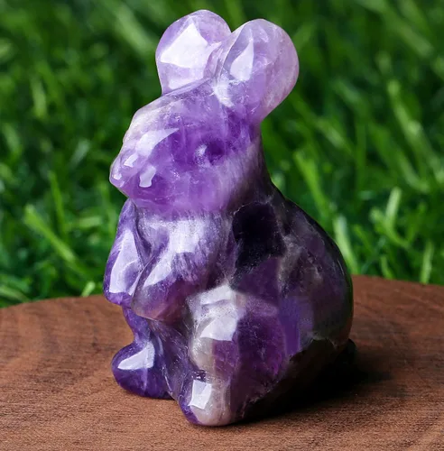 Miniatura 24 de DUQGUHO Conejo Ojo de Tigre Decoración de Cristales Estatua de Conejo de Ojo de Tigre Pulido Natural de Piedras Preciosas Figurines para Decoración
