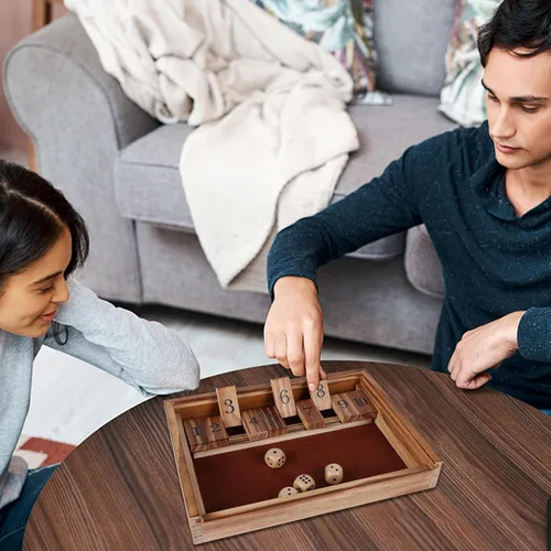Miniatura 8 de Glintoper Set de Juego de Mesa Shut The Box y 4 en fila, Juego Clásico de Dados de Madera con Números y Alinea 4 para Niños y Familia, Decoración