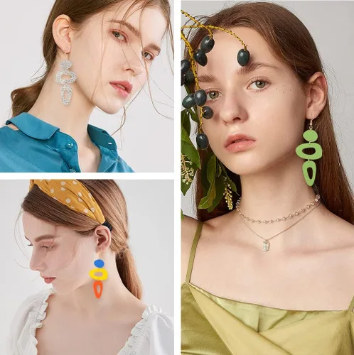 Miniatura 5 de GELVTIC Aretes de cuero genuino para mujeres y niñas, geométricos, grandes, colgantes, de corazón, gancho, hechos a mano, coloridos, ligeros, regalo
