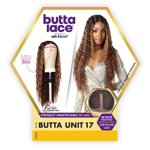 Miniatura 3 de Sensationnel Butta - Pelucas de encaje – Unidad 17 extra ancha de 5 pulgadas de profundidad, línea de cabello sintético previamente despuntada, sin