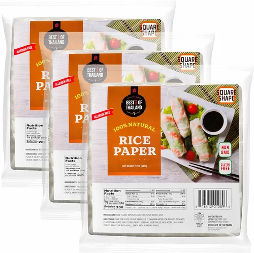 Miniatura 10 de Best of Thailand [Redonda] Envolturas de papel de arroz integral 1 paquete Perfectas para rollitos de primavera frescos y dumplings Sin OGM, sin