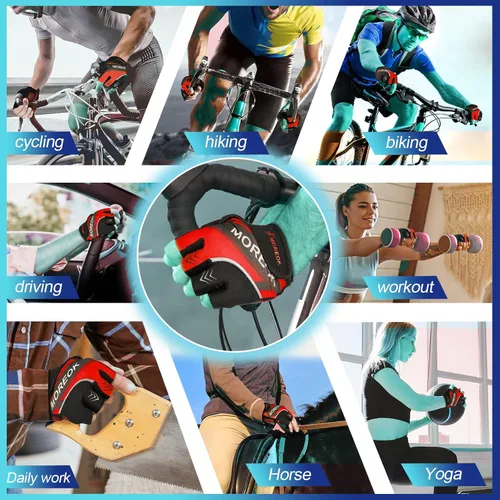Miniatura 5 de BIKINGMOREOK Guantes de ciclismo, guantes de ciclismo para hombres y mujeres, guantes de ciclismo de montaña de medio dedo, guantes de entrenamiento