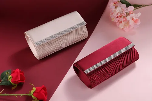 Miniatura 9 de ERIJUNOR Bolsos clásicos de satén plisados de noche con diamantes de imitación, bolsos cruzados para fiesta, graduación, boda, para mujer