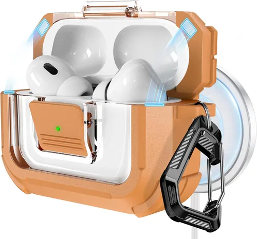 Miniatura 9 de RFUNGUANGO Funda para AirPods Pro 2, compatible con AirPods Pro de 2ª/1ª generación, compatible con MagSafe, bloqueo automático magnético con kit