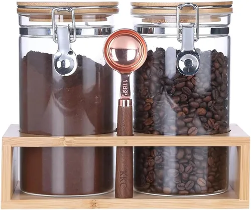 Miniatura 7 de Tarros de vidrio de borosilicato transparente con abrazadera de bloqueo hermético, tapas de bambú para cocina, sin BPA