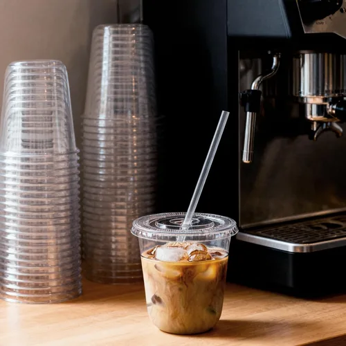 Miniatura 3 de TINSKY Juego de 50 vasos de plástico transparente con tapas y pajitas, tazas desechables para café helado, mascotas para bebidas frías, jugos