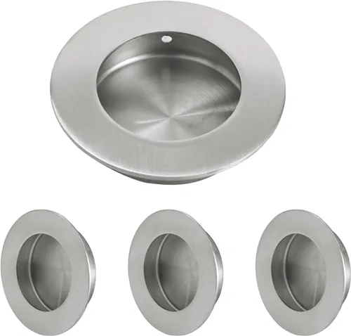 Miniatura 13 de HOMOTEK Paquete de 2 Manijas Redondas Deslizantes para Puerta de Armario Diámetro 2-1/2 pulgadas (65mm) Tiradores Empotrados Negros de Bolsillo