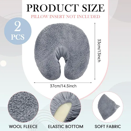 Miniatura 2 de Mixweer 2 fundas de almohada para reposacabezas de mesa de masaje de forro polar de 14.6 x 13 pulgadas, almohadilla de almohada para reposacabezas