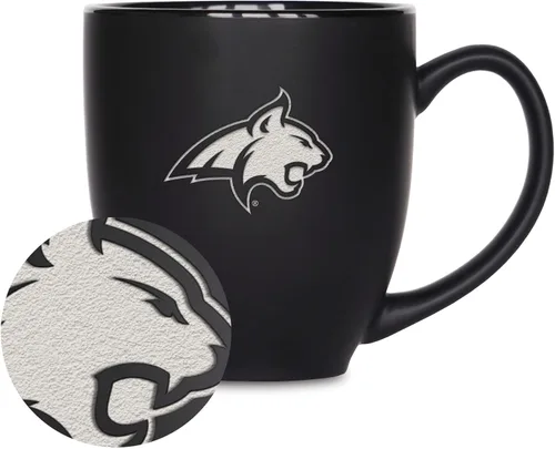 Miniatura 431 de Rico Industries - Taza de cerámica mate negra con grabado láser estándar de 15oz para NCAA (escuelas T & U) - Para bebidas calientes o frías