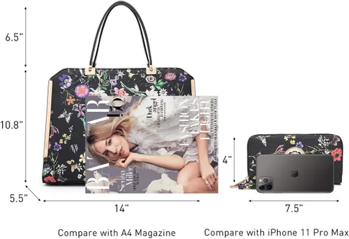 Miniatura 4 de Dasein Bolsos y bolsos de mano para mujer, bolso de mano con asa superior, bolsa de trabajo de hombro grande con cartera