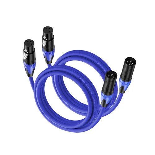 Miniatura 14 de Paquete de 2 cables XLR de 3.3 pies, cable de micrófono equilibrado de alta calidad con cable XLR de 3 pines macho a hembra, negro, cobre puro