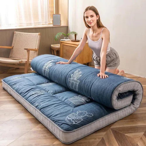 Miniatura 11 de MAXYOYO Colchón de futón con estampado floral, colchón de suelo japonés acolchado para cama, almohadilla para dormir extra gruesa plegable, tumbona
