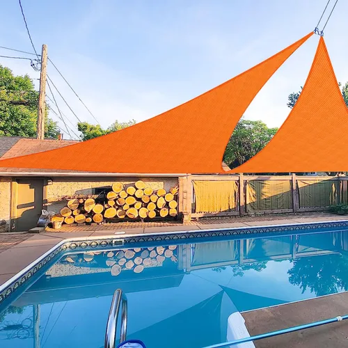 Miniatura 11 de E&K Sunrise - Toldo parasol triangular de 10 x 10 x 10 pies, bloquea los rayos UV, para patio, jardín, al aire libre (azul)