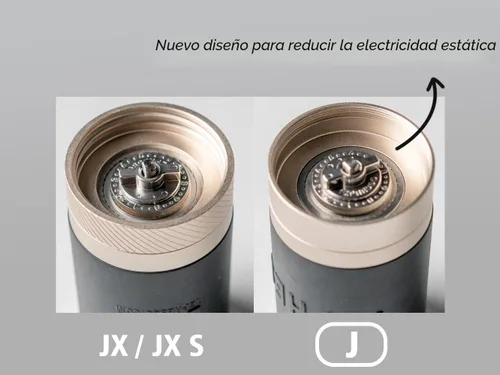 Miniatura 5 de 1Zpresso J Molinillo de café manual plateado capacidad 35g con rebaba cónica de acero inoxidable - Ajuste interno numérico ajustable