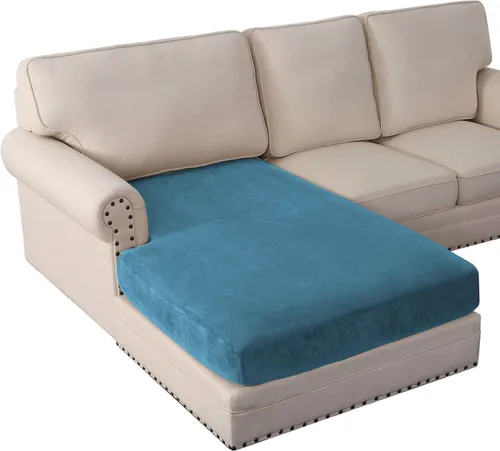 Miniatura 81 de PrinceDeco Funda marrón para muebles, 2 fundas de cojín elásticas de terciopelo para cojines individuales, aptas para mascotas, se mantiene en su