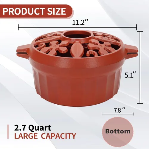 Miniatura 5 de Vaporizador de Estufa de Leña: Humidificador de Chimenea de Hierro Fundido Olla Interior para Calefacción del Hogar Tazón Redondo Accesorios Rojo