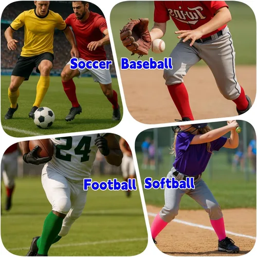 Miniatura 5 de 3 pares de calcetines de béisbol y sóftbol para jóvenes, niños, niñas, hombres y mujeres, calcetines de fútbol
