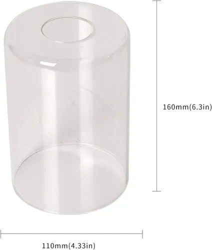 Miniatura 2 de Pantalla de lámpara de vidrio transparente Cilindro moderno Pantalla de lámpara transparente para lámparas de pie, candelabro, lámpara de mesa