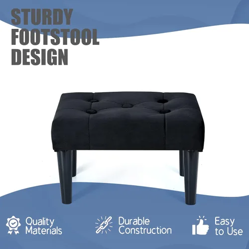 Miniatura 4 de BRIAN & DANY Pack of 2 Small Foot Stool, Velvet Footstool with Wood Legs, Footstools for Living Room, Ottoman Footrest Extra Seating for Entryway