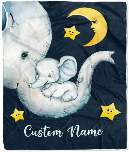 Miniatura 16 de Manta de bebé personalizada con nombre, linda flor de elefante, recién nacido, niña, niños, hija, multicolor 507
