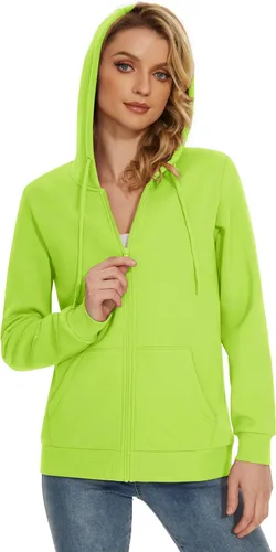 Miniatura 21 de TACVASEN Sudaderas con capucha y cremallera para mujer, ligera, de rizo francés, con cremallera completa y bolsillos