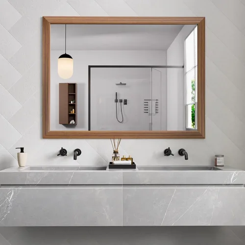 Miniatura 90 de Amorho Espejo de Baño Negro, Espejos de Pared de 24x30 Pulgadas con Marco de Metal Grueso para Sobre el Fregadero, Dormitorio, Sala de Estar