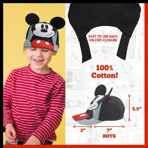 Miniatura 2 de Disney Gorra de béisbol de algodón Mickey Mouse para niños 100 algodón Orejas de Mickey Negro