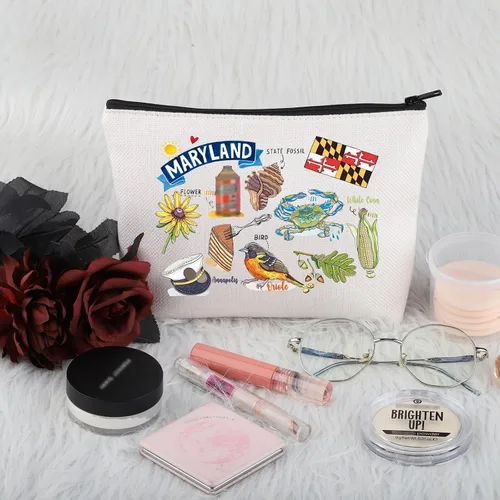 Miniatura 4 de PWHAOO Maryland State Souvenirs Gift Maryland Bolsa de maquillaje Maryland Bolsa de cosméticos para el hogar Maryland Regalo de turismo Maryland