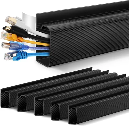 Miniatura 9 de ZhiYo Organizador de cables debajo del escritorio con canal J (4 x 15.7 pulgadas), canaleta de cables de 63 pulgadas, organizador de cables